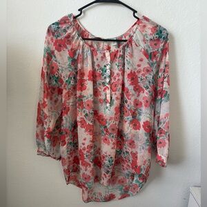 LC Lauren Conrad Floral Print Blouse, Size Medium